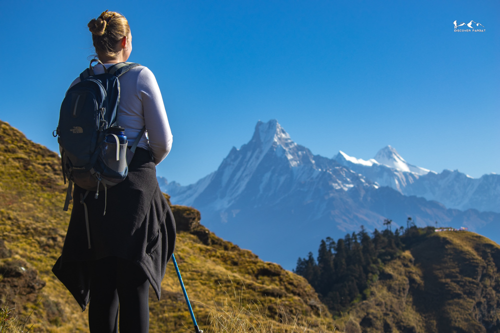 Trekkers crossing the open meadow