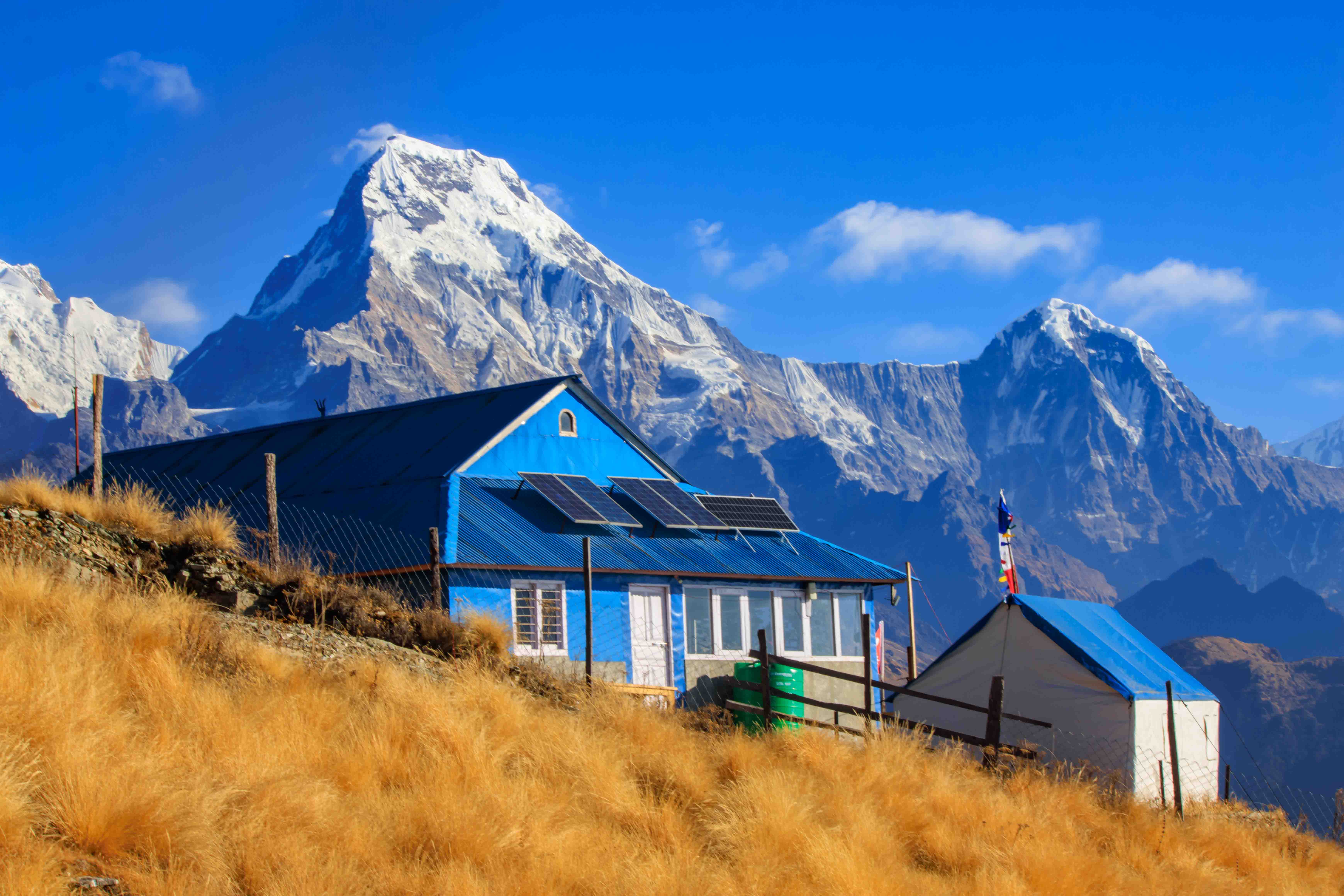 Himalayan sunrise panorama from a ridge